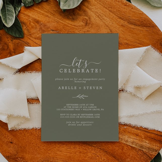 Convite Folha mínima | Celebração de Vamos Verde Escuro (Criador carregado)