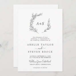 Convite Folha mínima | Cinzas Escuras Todas Num Casamento