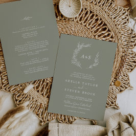 Convite Folha Minimal | Casamento Tudo Em Um Verde Sage Cl