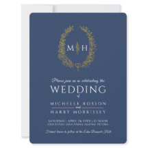 Folha oval arte de casamento ouro marinho branco a