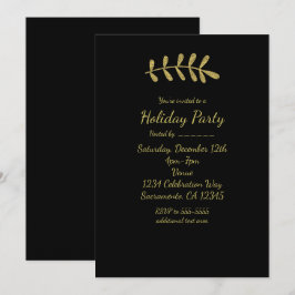Convite Folha Rústica Dourada Elegante Preto Outono Elegan