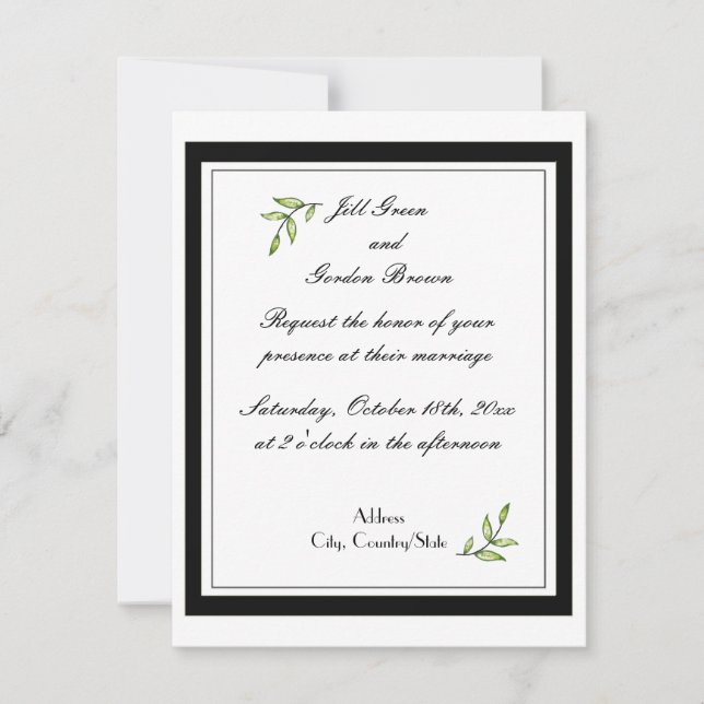 Convite Folha Simplesmente Verde Casamento (Frente)