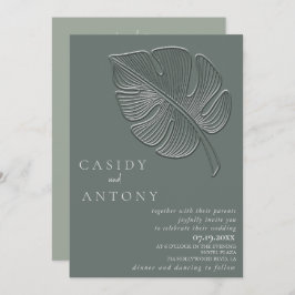 Convite Folha tropical emboscada, simples e gentil, tudo e