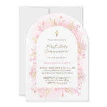 folhagem aquarela rosa Primeira Comunhão