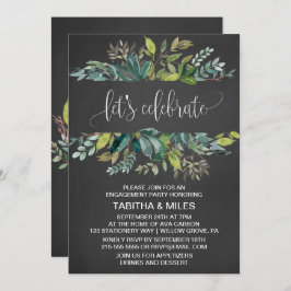 Convite Folhagem Chalkboard Deixa Celebrar Festa de noivad