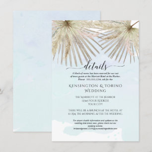Convite Folhagem da Selva da Palma Boho Detalhes Azuis à B