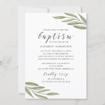 Folhagem de água verde. Baptismo com escrita flora