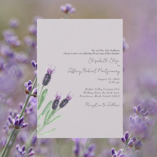 Convite Folhagem de Aguarela Lavanda Casamento Moderno