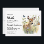 Convite Folhagem de Bebê-Borboleta Floral 60º Aniversário<br><div class="desc">Capture a beleza da natureza com este elegante convite de aniversário 60º de mulheres apresentando uma pintura impressionante de um veado bebê fascinado por uma borboleta. Perfeito para uma vida selvagem ou celebração de aniversário com tema animal, este convite inspirado na arte irá certamente deliciar amantes da natureza de todas...</div>