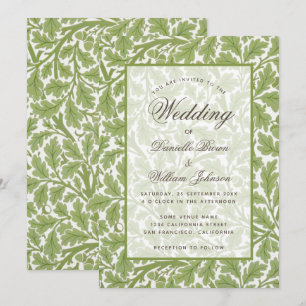 Convite Folhagem de Carvalho Botânico Casamento Caligrafia