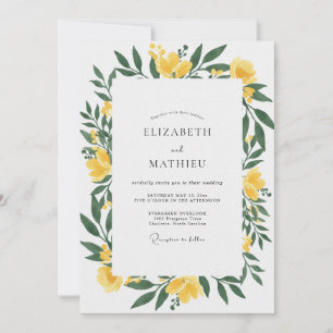 Convite Folhagem de Eucalipto Amarelo Mostarda Casamento