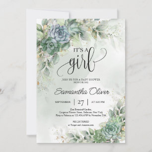 Convite Folhagem de eucalipto verde é uma menina