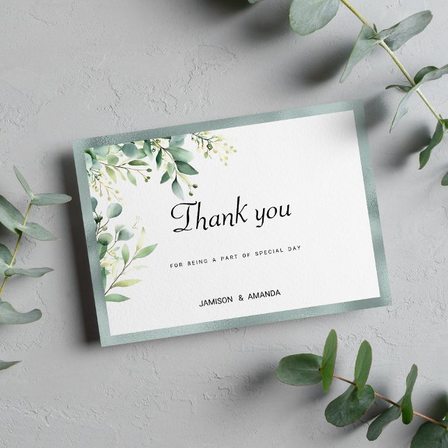 Convite Folhagem de eucalipto verde-mint (Mint green rustic eucalyptus foliage Thank You)