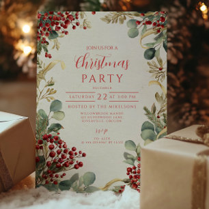 Convite Folhagem de inverno festiva de Natal