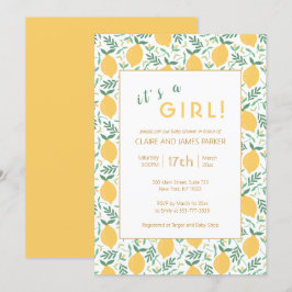 Convite Folhagem de Limão Amarelo-Cinto | Chá para bebês