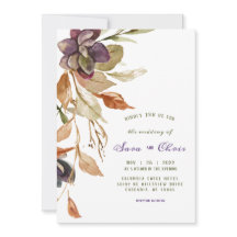 Folhagem de outono e Suculente | Púrpura Aquarela