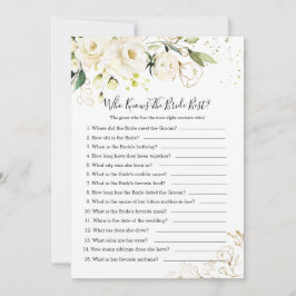 Convite Folhagem de Rosa Branca Que Conhece a Noiva Melhor