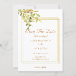 Convite Folhagem Dourada simples, com estrutura