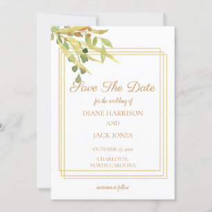 Convite Folhagem Dourada simples, com estrutura