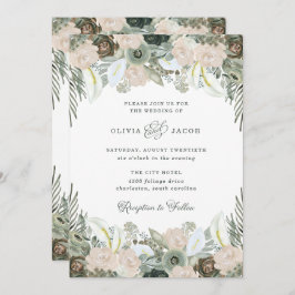 Convite Folhagem e Floral | Sage Green Wedding