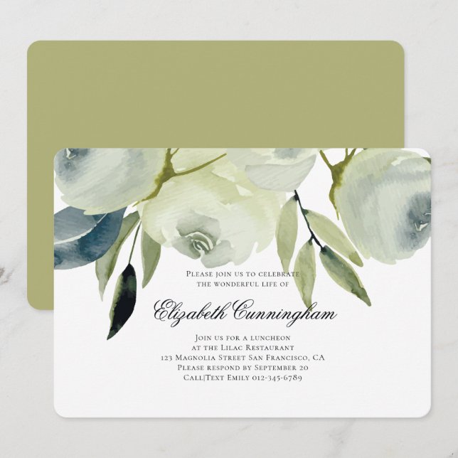 Convite Folhagem e Folhagem do Memorial Funeral (Frente/Verso)