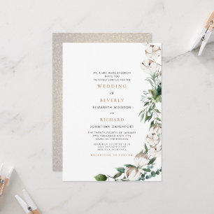 Convite Folhagem e Noiva de Algodão Pais Glam Casamento