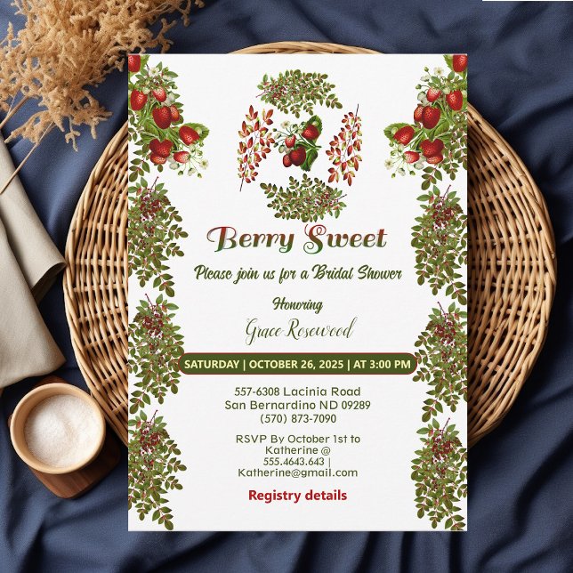 Convite Folhagem em queda livre Outono Berry Chá de panela (Cute Fall Foliage Autumn Berry Sweet Bridal Shower Invitation)