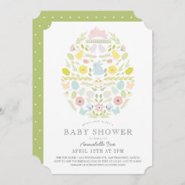 Convite Folhagem Floral Chá de fraldas de Coelhão de Ovos