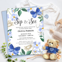 Folhagem Floral de Borboleta Azul Menino SIP e SEE