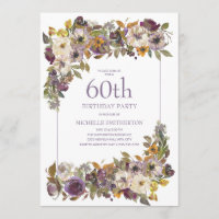 Folhagem Floral de Marfim Amarelo Roxo 60º Anivers