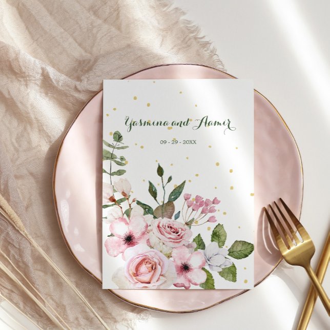 Convite Folhagem Floral Elegante do Casamento Islâmico Bis (Criador carregado)