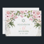 Convite Folhagem Floral Judaica de Casamento<br><div class="desc">Um buquê floral em matizes cor-de-rosa e folhagem das folhas é a base para este elegante convite personalizado de Casamento. Verduras macias e pinças com sotaque de manchas de ouro flutuando pelo design. Altere facilmente as informações para o seu convite personalizado de casamento. De uma série de papéis de carta...</div>