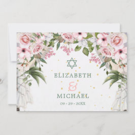 Convite Folhagem Floral Judaica de Casamento