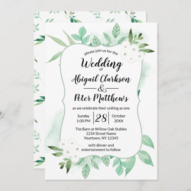 Convite Folhagem Fresca Plantas Aquáticas Botânicas Casame (Frente/Verso)