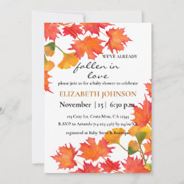 Convite Folhagem Laranja Autumn Gênero Chá de fraldas neut