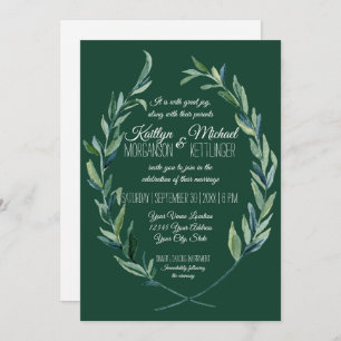 Convite Folhagem Laurel Wreath Olive Foliage, verde-flores
