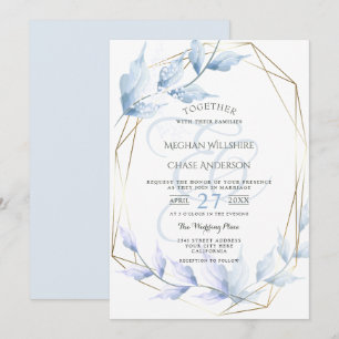 Convite Folhagem Lilac Azul Dusty