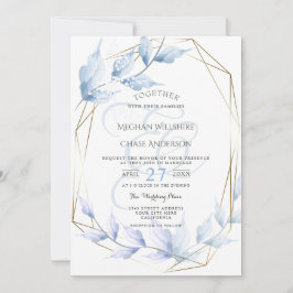 Convite Folhagem Lilática Azul Dusty Pale