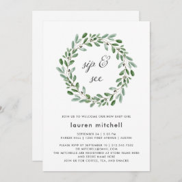 Convite Folhagem Minimalista | Baby Sip and See