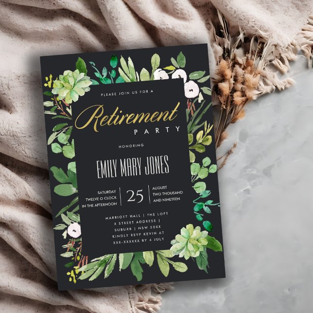 Convite FOLHAGEM SUCULENTA DE EUCALIPTO EM Aquarela APOSEN (Criador carregado)