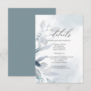 Convite Folhagem Teal Dusty Detalhes de Aquarela