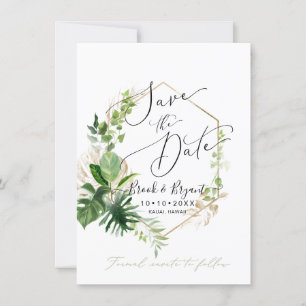 Convite Folhagem Tropical Variegada Save the Date