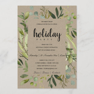 CONVITE FOLHAGEM VERDE CORPORATIVO CINZA FESTA DE NATAL