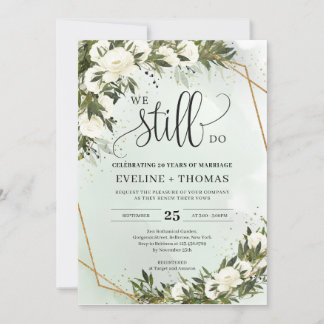 Convite Folhagem verde de oliveira deixa rosas brancas que