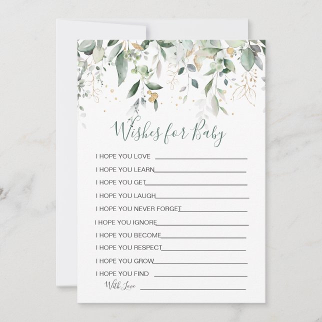 Convite Folhagem verde Desejos para Invit de Jogo de Chás  (Frente)