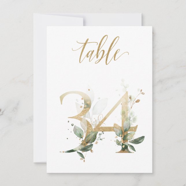 Convite Folhagem Verde e Dourada com Aquarela, Quadro 34 (Frente)