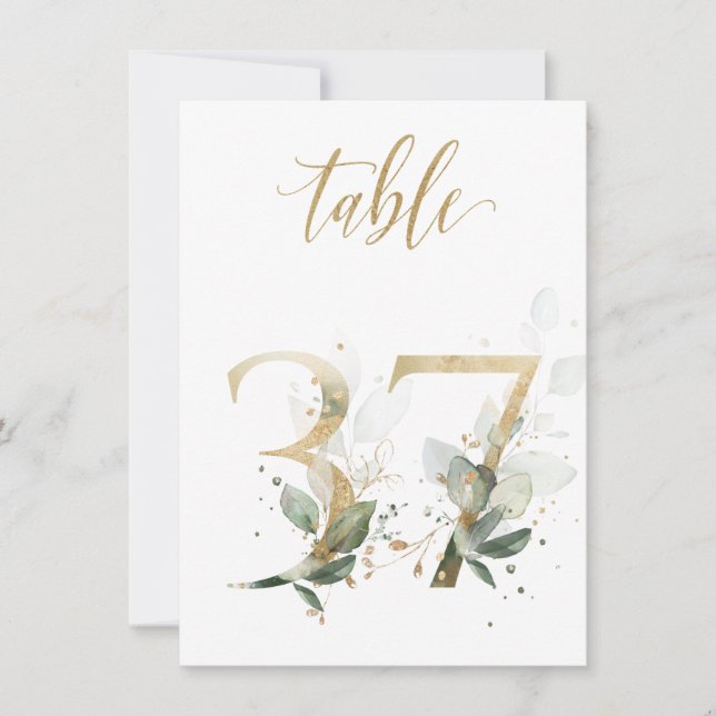 Convite Folhagem Verde e Dourada com Aquarela, Quadro 37 (Frente)