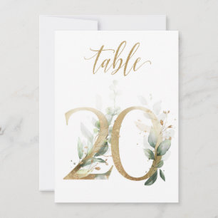 Convite Folhagem Verde e Dourada de Aquarela, Quadro Núme