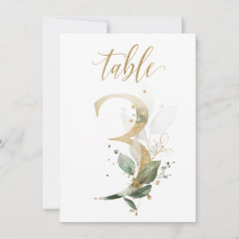 Convite Folhagem Verde e Dourada de Aquarela, Quadro Númer