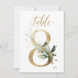 Convite Folhagem Verde e Dourada de Aquarela, Quadro Númer
